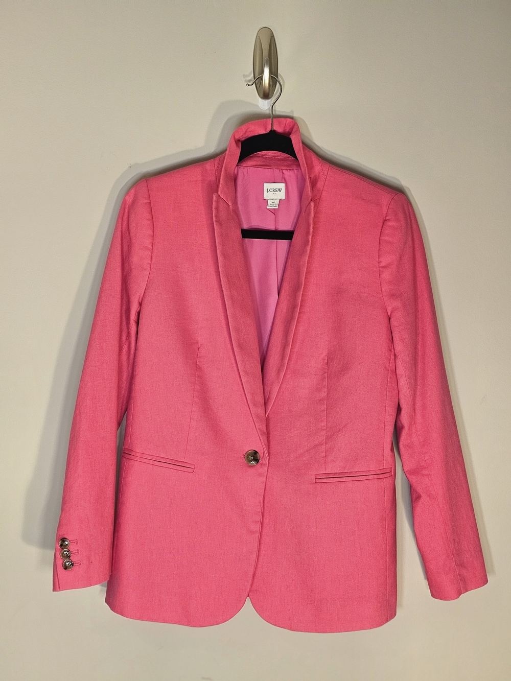 J. Crew Pink Women's Linen Tailored Blazer